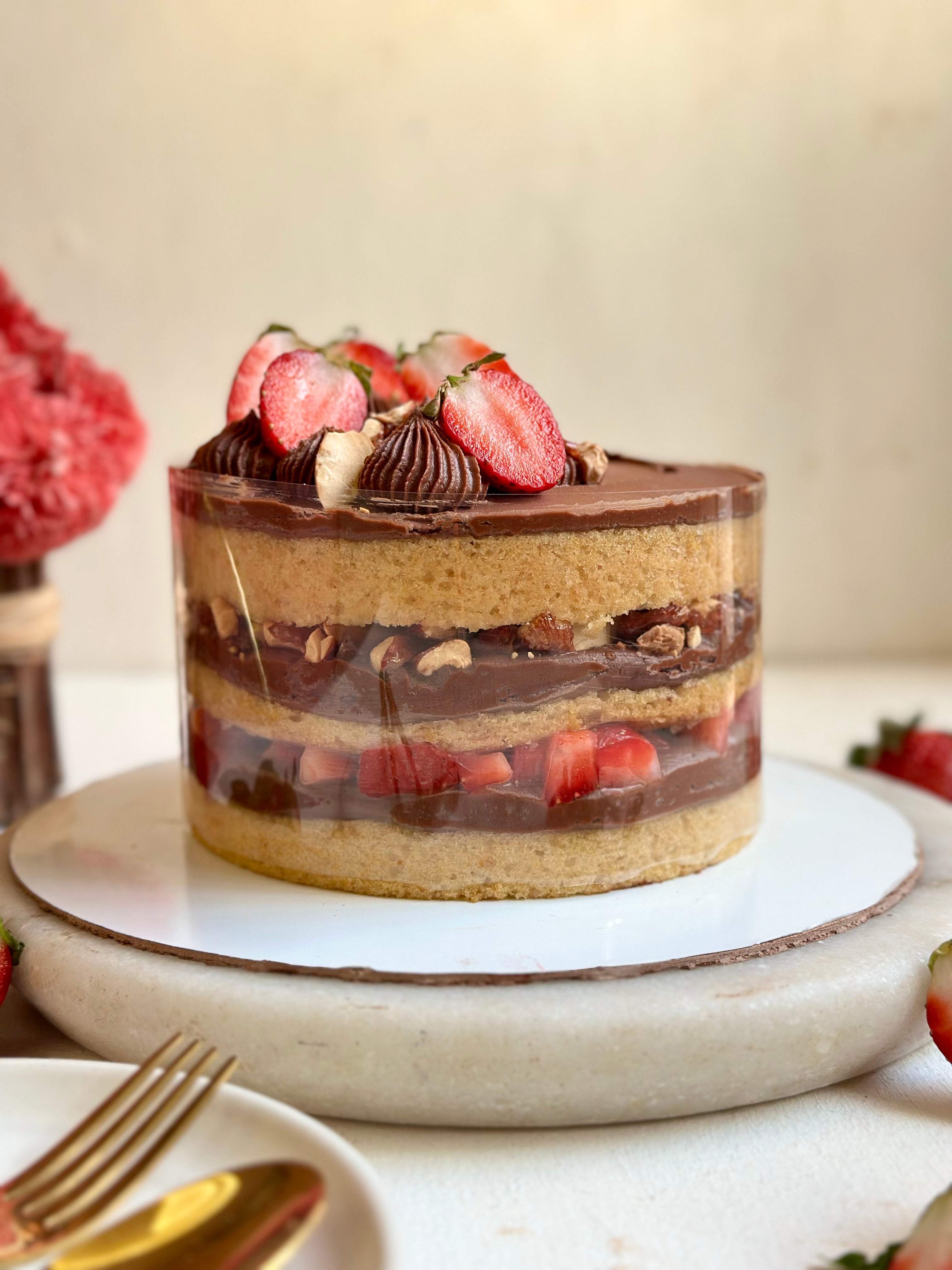 Strawberry Almond Chocolate, eggless, freshly baked by Oh! My Dessert in Vikaspuri, West Delhi